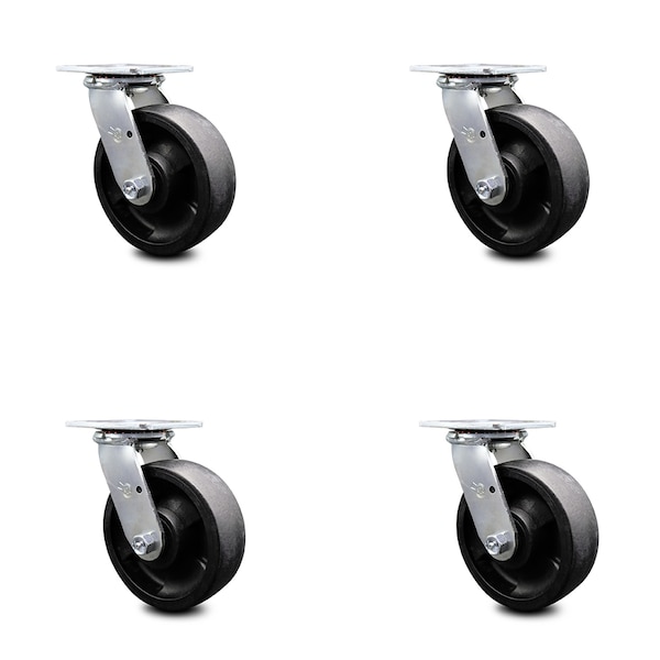6 Inch Glass Filled Nylon Swivel Caster Set with Ball Bearing and Swivel Lock